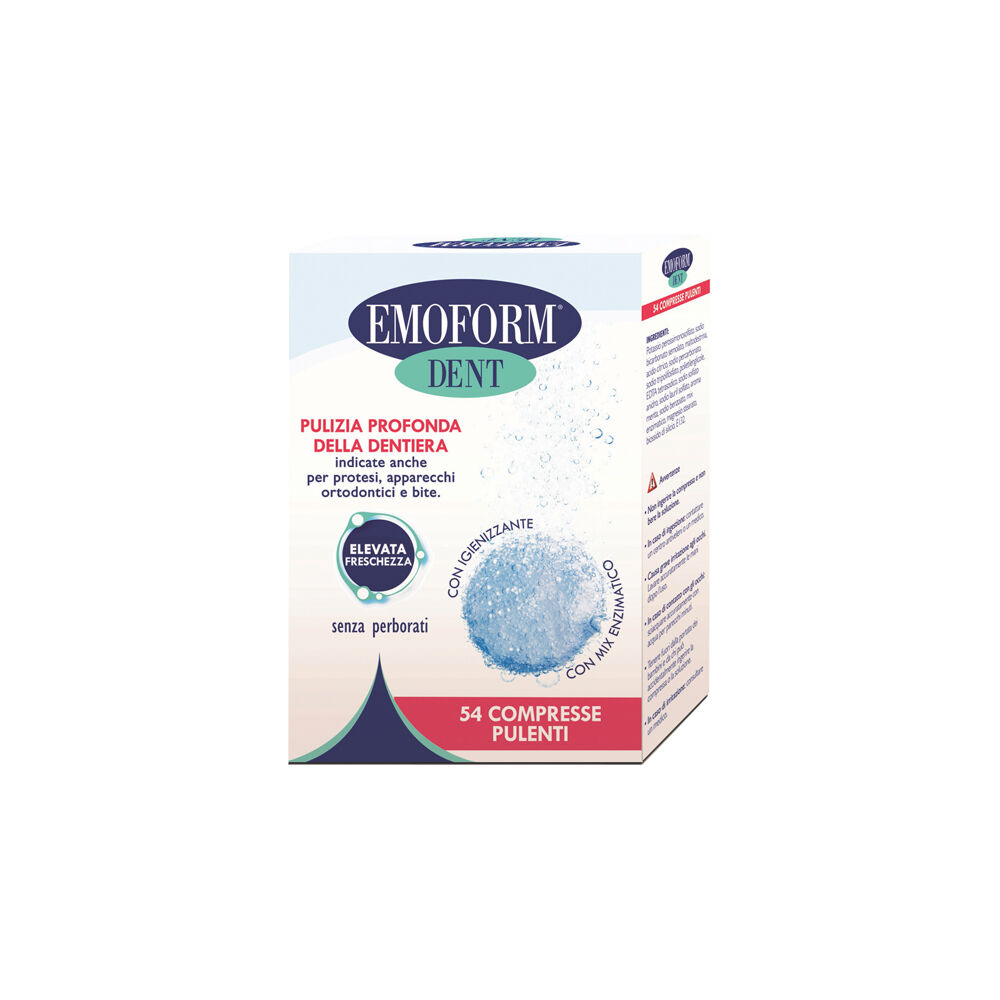 Emoform Dent Compresse Effervescenti per la Pulizia della Dentiera 54 Pezzi, , large