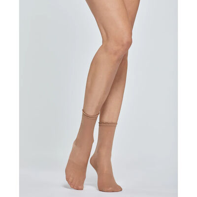 Pompea Calzino Pizzo Creme Caramel Taglia Unica 2 PZ	