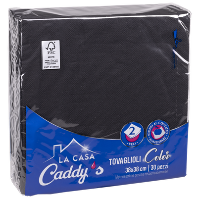 Caddy's Tovaglioli 38x38 Nero 30 Pezzi