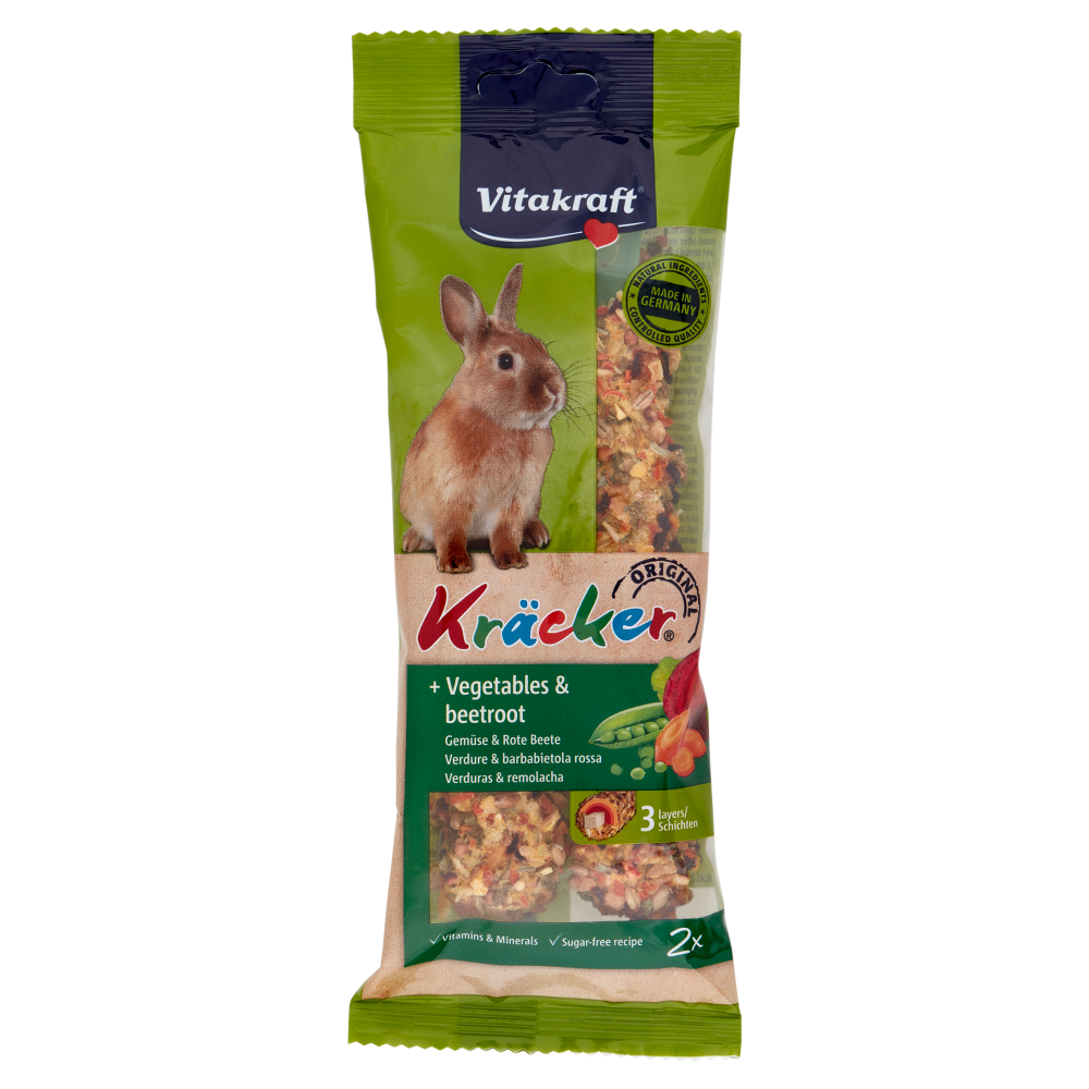 Vitakraft Kräcker Original + Verdure & Barbabietola Rossa Conigli Nani 2 Pezzi 112 g, , large