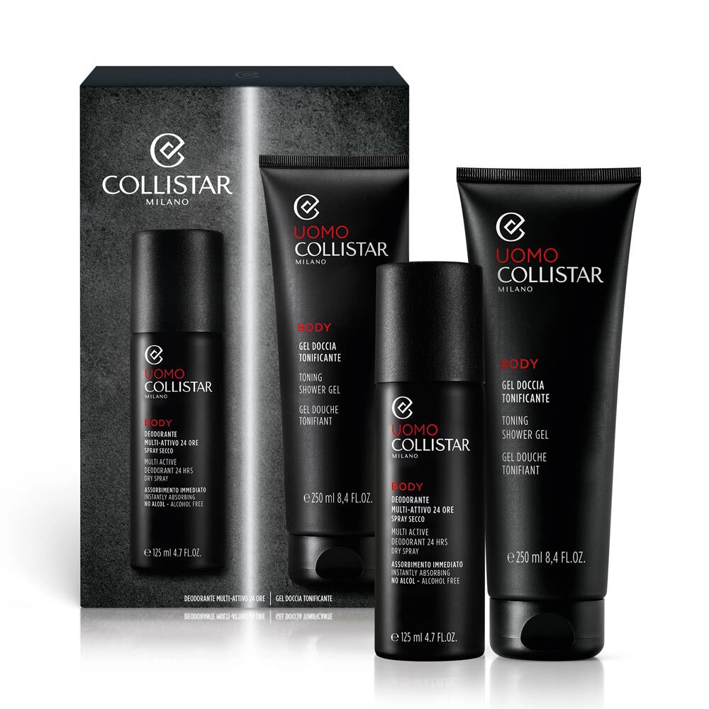 Collistar Uomo Gel Doccia Tonificante 250ml e Deodorante Spray Secco 125ml - -