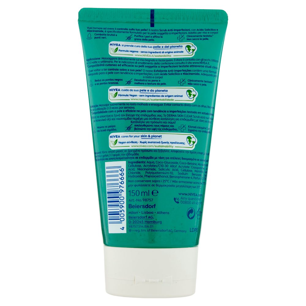 Nivea Derma Skin Clear Scrub Anti-Imperfezioni 150 ml, , large