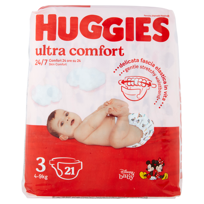 Huggies Pannolini Ultra Comfort Taglia 3 (4-9 Kg) 21 Pannolini