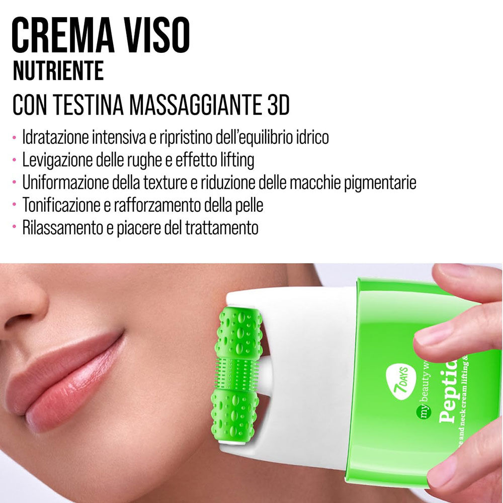 7Days Crema Viso Peptidi con Massaggiatore Eeffetto Lifting e Idratante 40 ml, , large