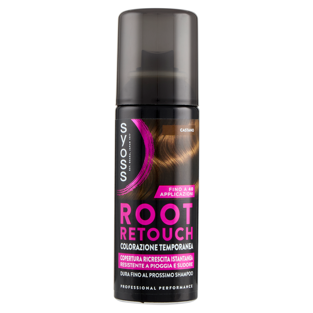 Syoss Root Retouch Colorazione Temporanea Spray Castano 120Ml, Ritocco Capelli Bianchi E Ricrescita Capelli Resistente A Pioggia E Sudore, Fino A 40 Applicazioni