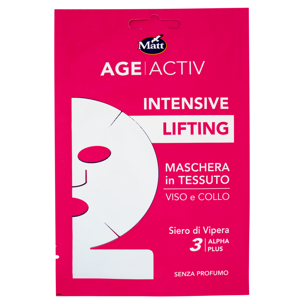 Matt Age Activ Intensive Lifting Maschera in Tessuto Viso e Collo Siero di Vipera 3 Alpha Plus 20 ml - -