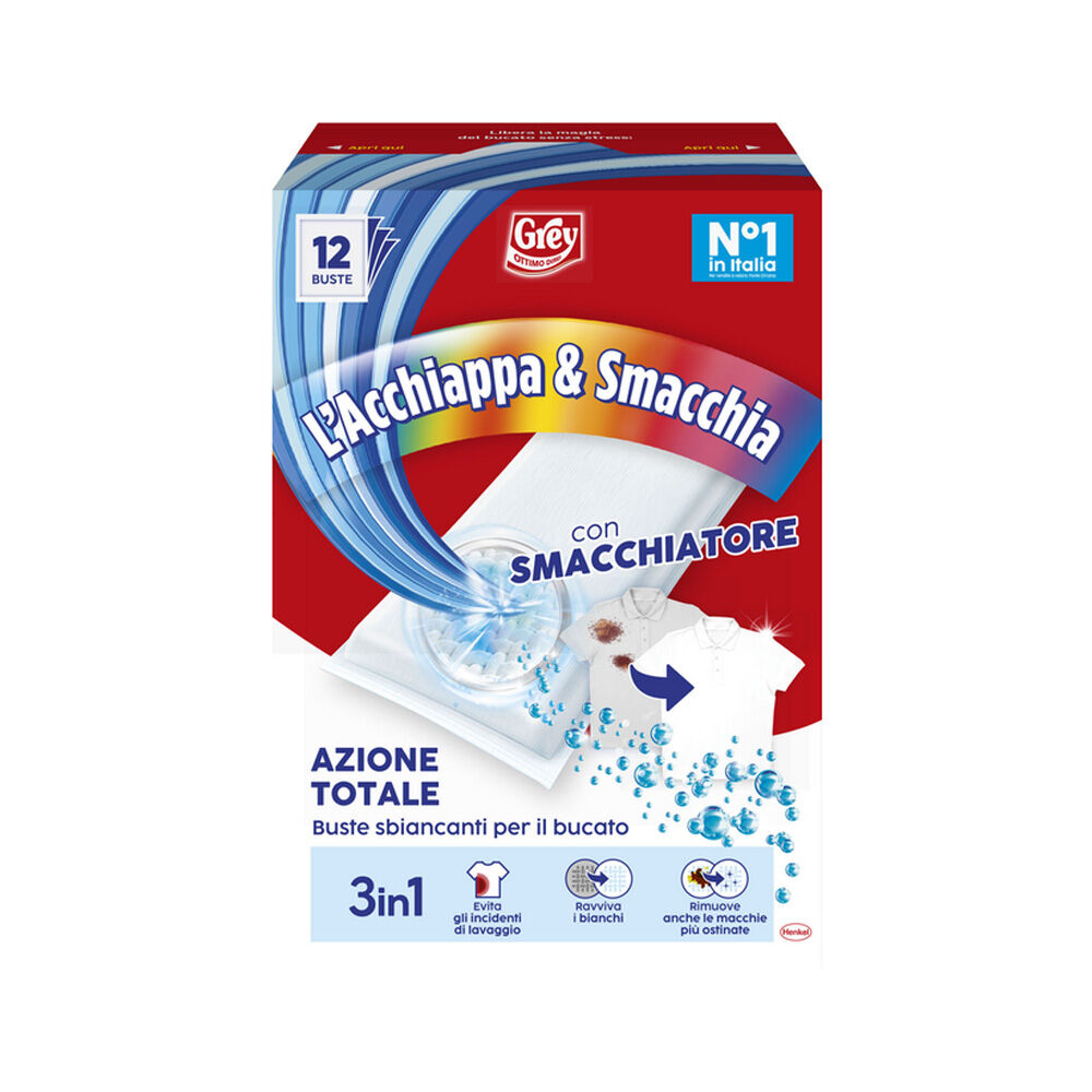 Grey L'Acchiappa & Smacchia con Smacchiatore 3in1 Sbiancante 12 Buste - -