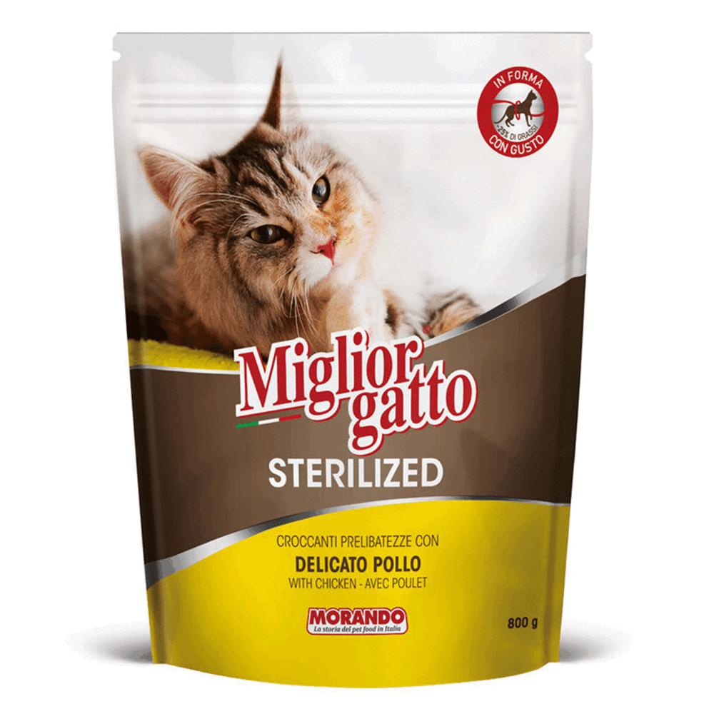 Migliorgatto Sterilized Croccanti Prelibatezze con Delicato Pollo 800 g, , large
