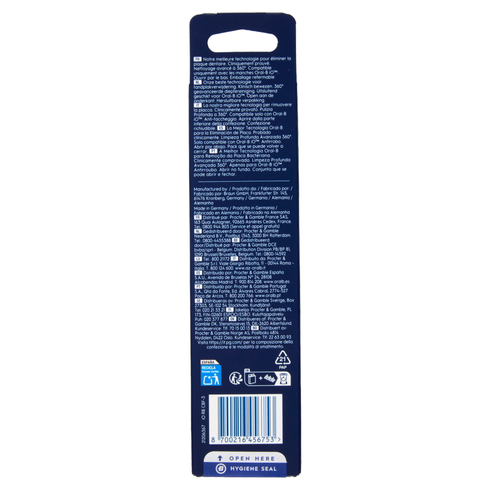 Oral-B iO Testine Ricambio Ultimate Clean Blu Spazzolino Elettrico Denti Ricaricabile 3 Pezzi, , large