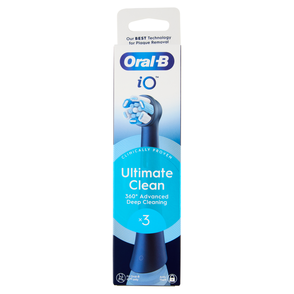 Oral-B iO Testine Ricambio Ultimate Clean Blu Spazzolino Elettrico Denti Ricaricabile 3 Pezzi, , large