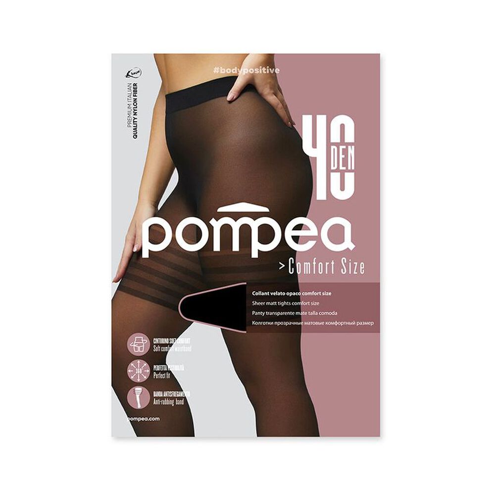 Pompea Comfort Size Collant 40 Den XXXL Nero, , large