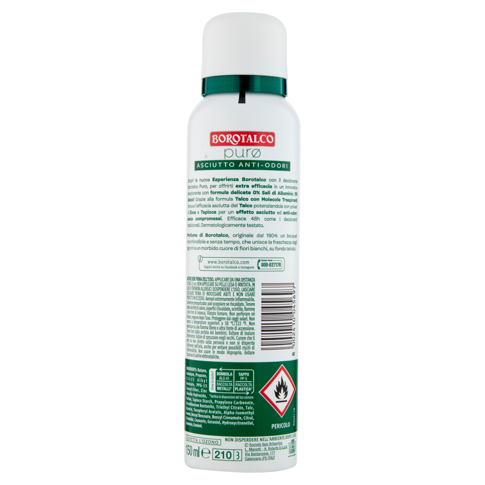 Borotalco Deo Spray Puro Talco 150ml, , large