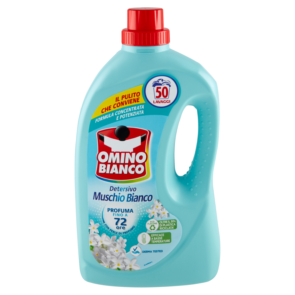 Omino Bianco Detersivo Lavatrice Liquido Muschio Bianco 50 Lavaggi 2000 ml, , large