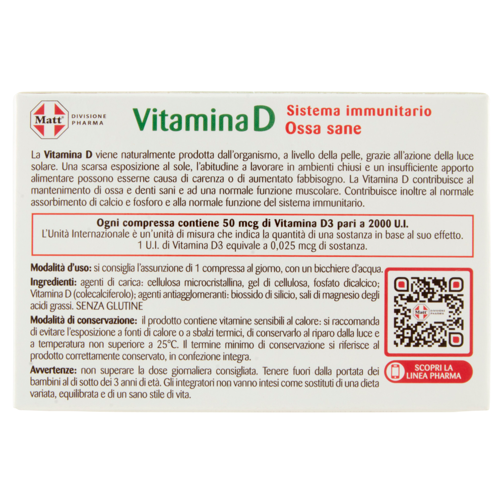 Matt Divisione Pharma Vitamina D 2000 U.I. Sistema Immunitario 60 compresse, , large