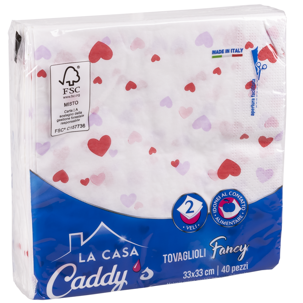 Caddy's Tovaglioli 33x33 Cuori o Love 40 Pezzi, , large