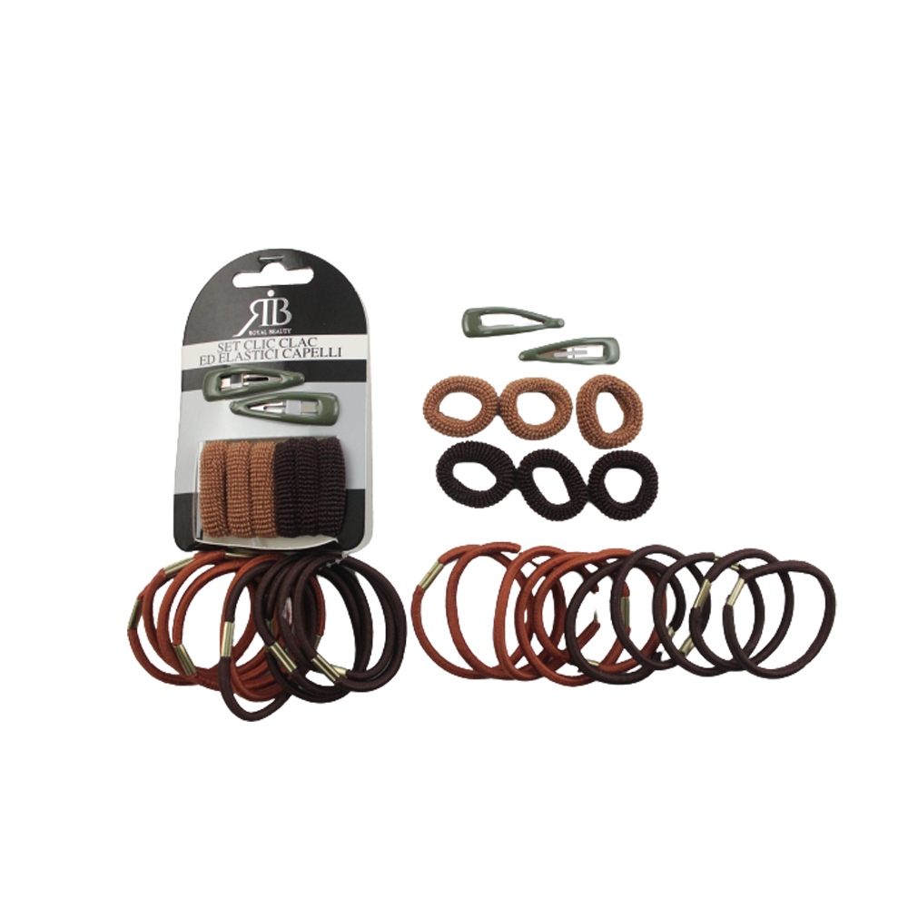 Royal Beauty Set Accessori Capelli Assortiti Marroni 18 Pezzi - -