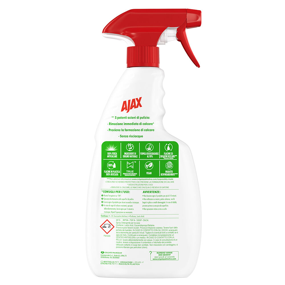 Ajax Detersivo Spray Anticalcare Doccia 600ml, , large