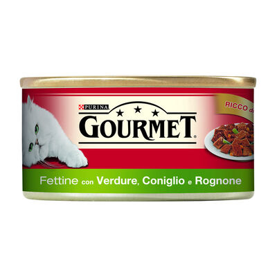 Gourmet Cat Adult Fettine con Coniglio, Rognone e Verdure 195 g