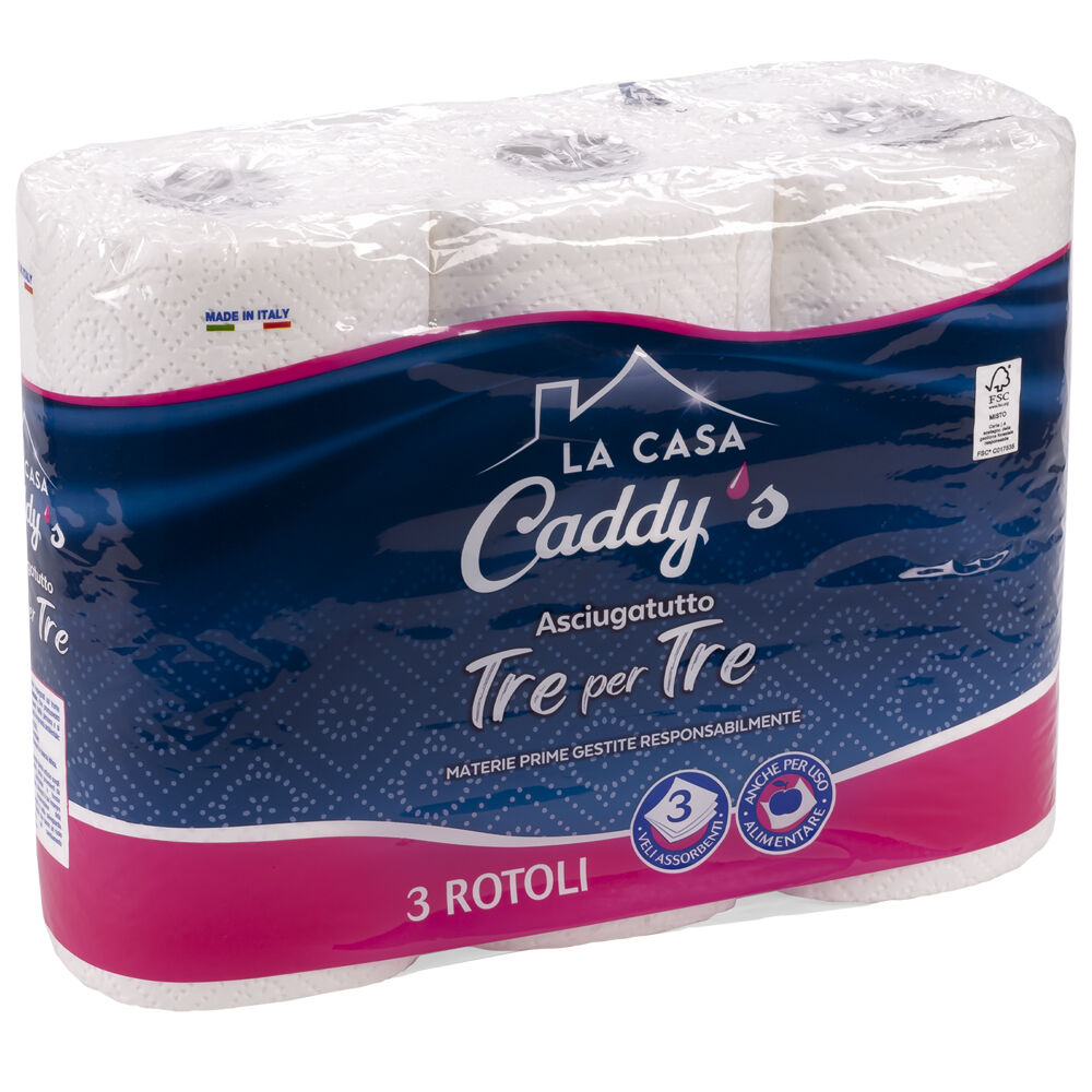 Caddy's Asciugatutto Tre Per Tre 3 Rotoli, , large