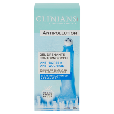 Clinians Antipollution Gel Drenante Contorno Occhi con Acido Ialuronico e Pollustop 15 ml