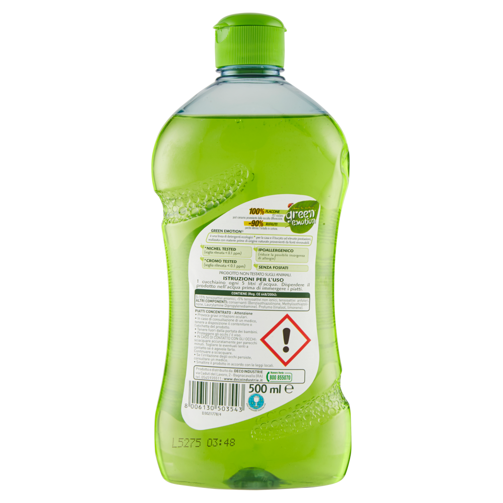 Green Emotion Limone Detersivo Piatti Gel 500 ml, , large