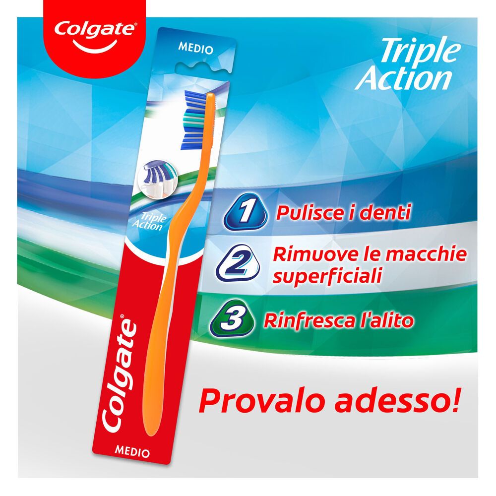 Colgate Spazzolino Triple Action Medio 2 pezzi, , large