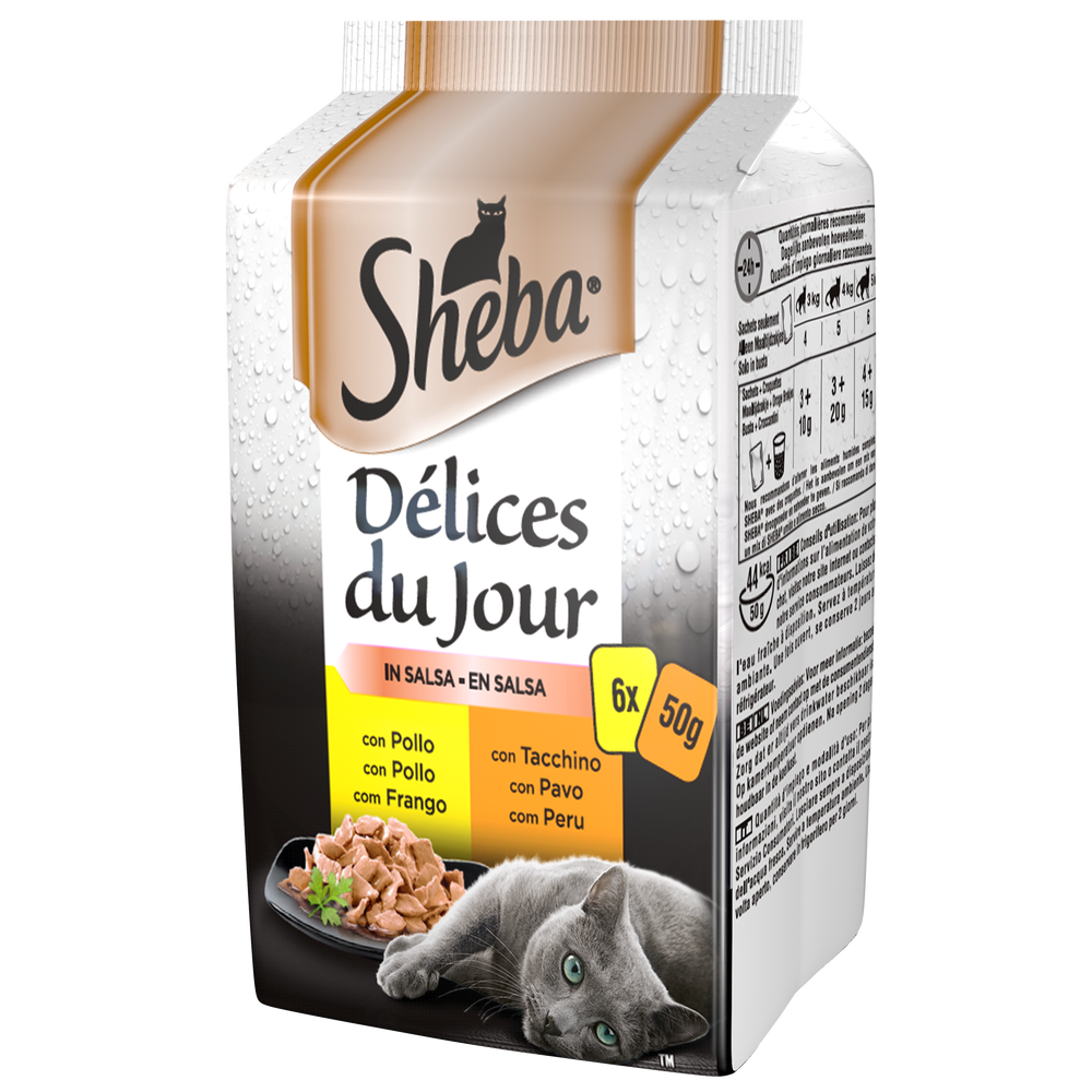 Sheba Cat Delice du Jour Pollo e Tacchino in Salsa 6x50 gr, , large