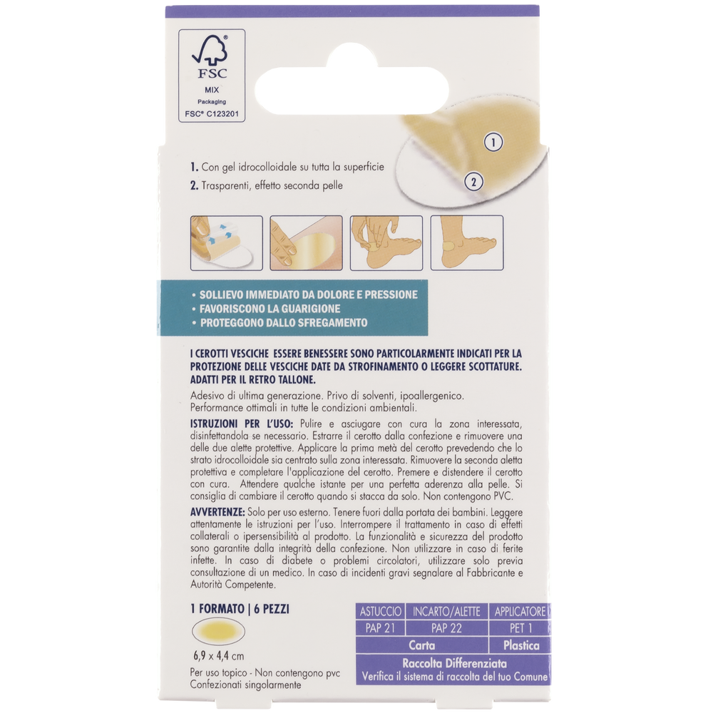 Essere Benessere Cerotti Vesciche Ovali 6,9x4,4cm 6pz, , large