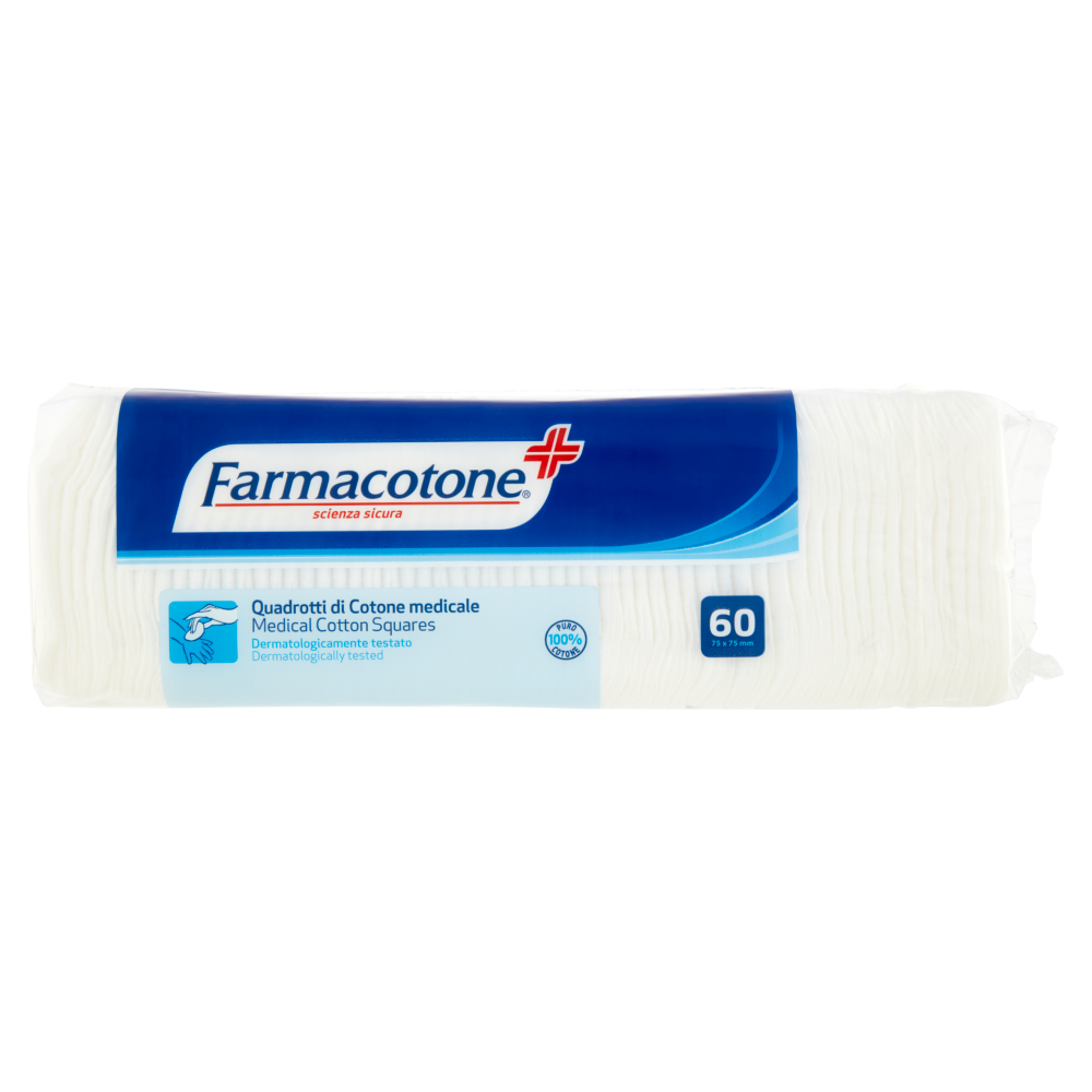 Farmacotone Quadrotti di Cotone Medicale 75x75mm 60 Pezzi, , large