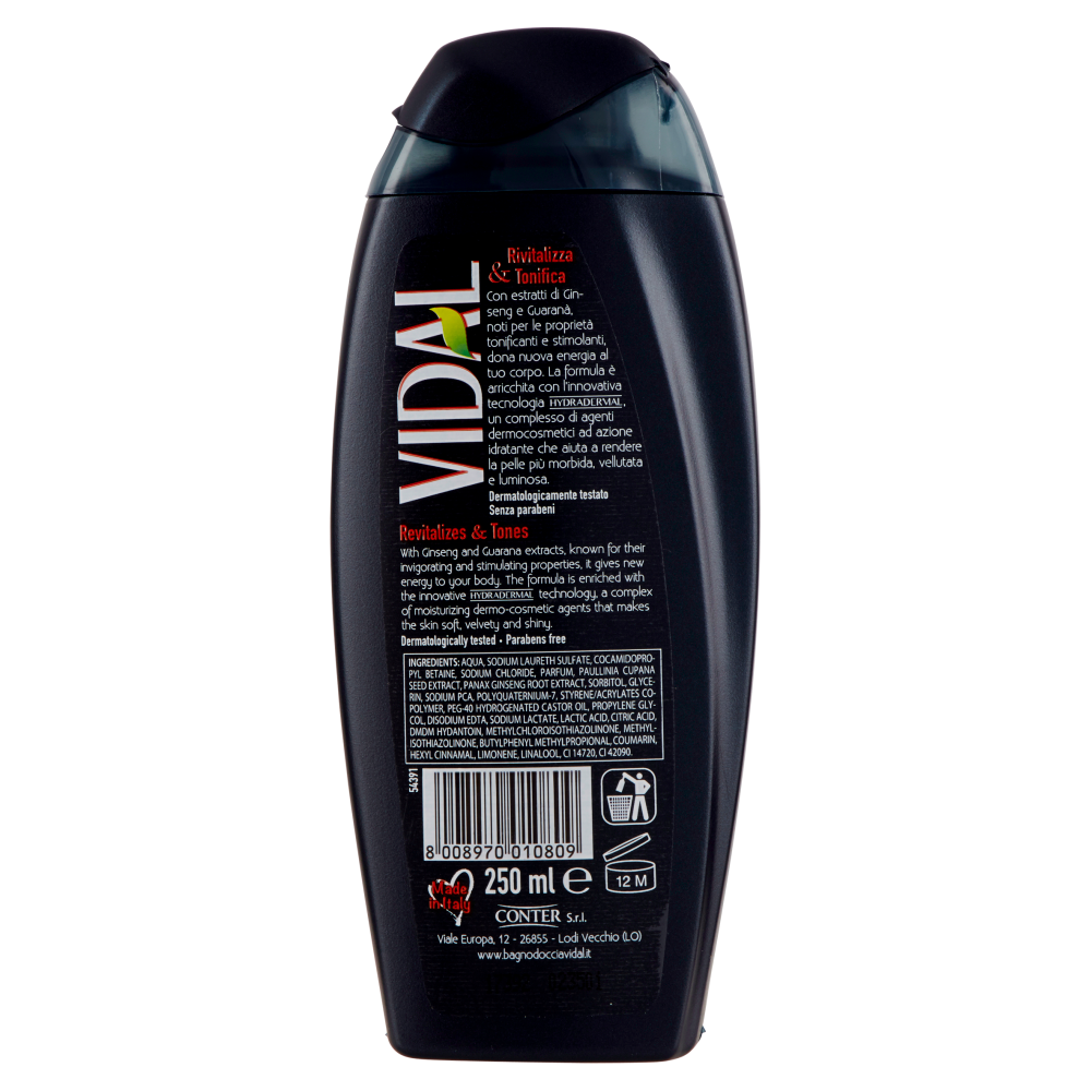 Vidal Energy & Sport Doccia Shampoo Energizzante Ginseng E Guarana 250 ml, , large