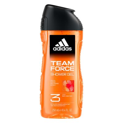 Adidas Team Force Shower Gel Bagnoschiuma 3in1 per Corpo Capelli e Viso Uomo 250ml