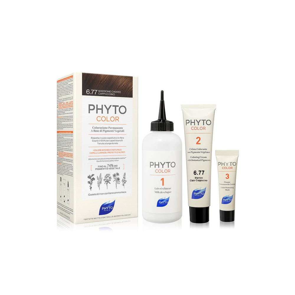 Phyto Phytocolor 6.77 Marrone Chiaro Cappuccino Colorazione Permanente Per Capelli, , large