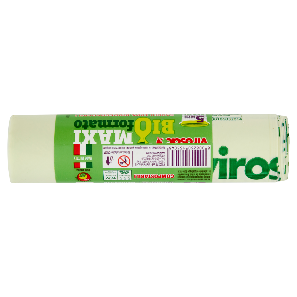 Virosac Bio Maxi Formato Sacchi 100% Biodegradabili 110 Litri 5 Pezzi, , large