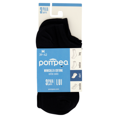 Pompea Minicalza Lui Cotone Short M 39-42 Nero 3 Paia 