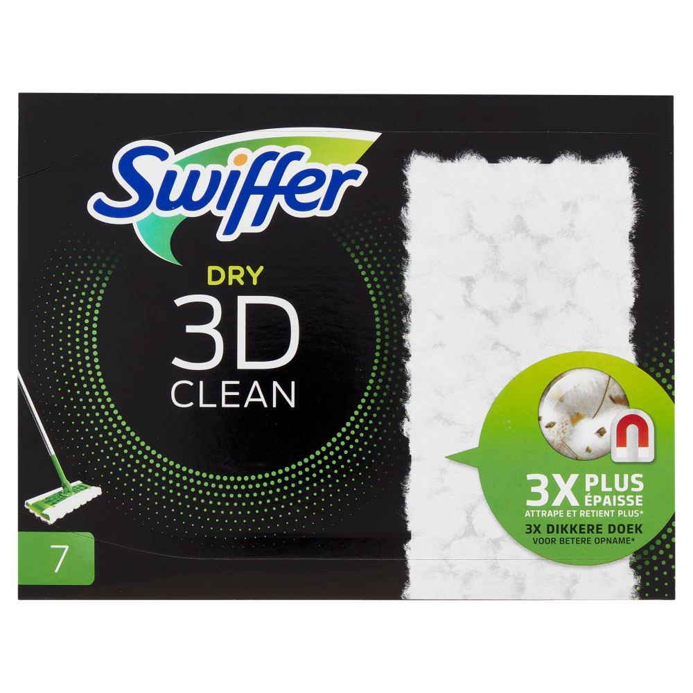 Swiffer Dry 3D Clean Panni Cattura Polvere per Scopa Swiffer Ricarica 7 Salviette, , large