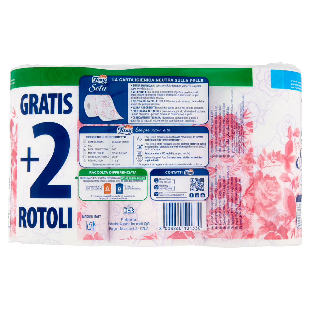 Foxy Seta Carta igienica 2 Veli decorata 6 Maxi Rotoli, , large