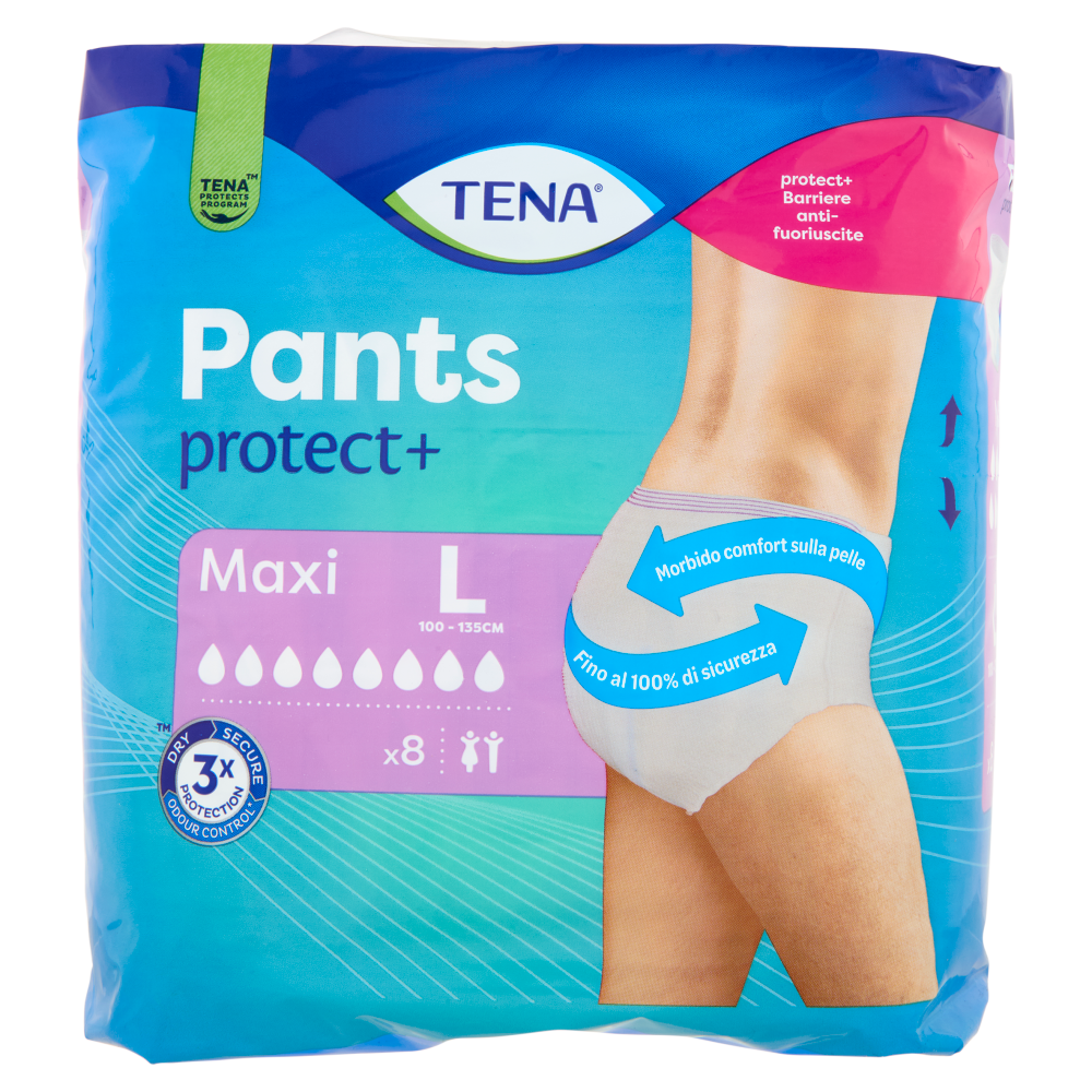 TENA Pants Maxi Taglia L &ndash; Mutandine Assorbenti Unisex (8 pezzi), , large