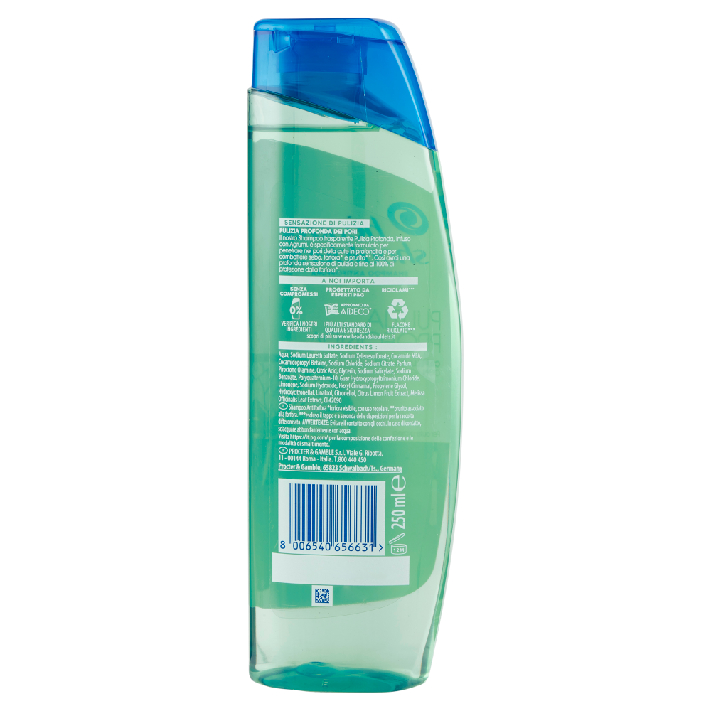 Head & Shoulders Shampoo Antiforfora Capelli Grassi Pulizia Profonda 250 ml, , large