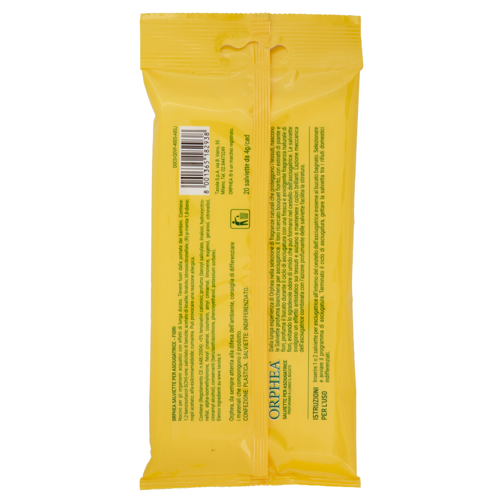 Orphea Salviette per Asciugatrice al Profumo di Fiori 20 x 4 g, , large