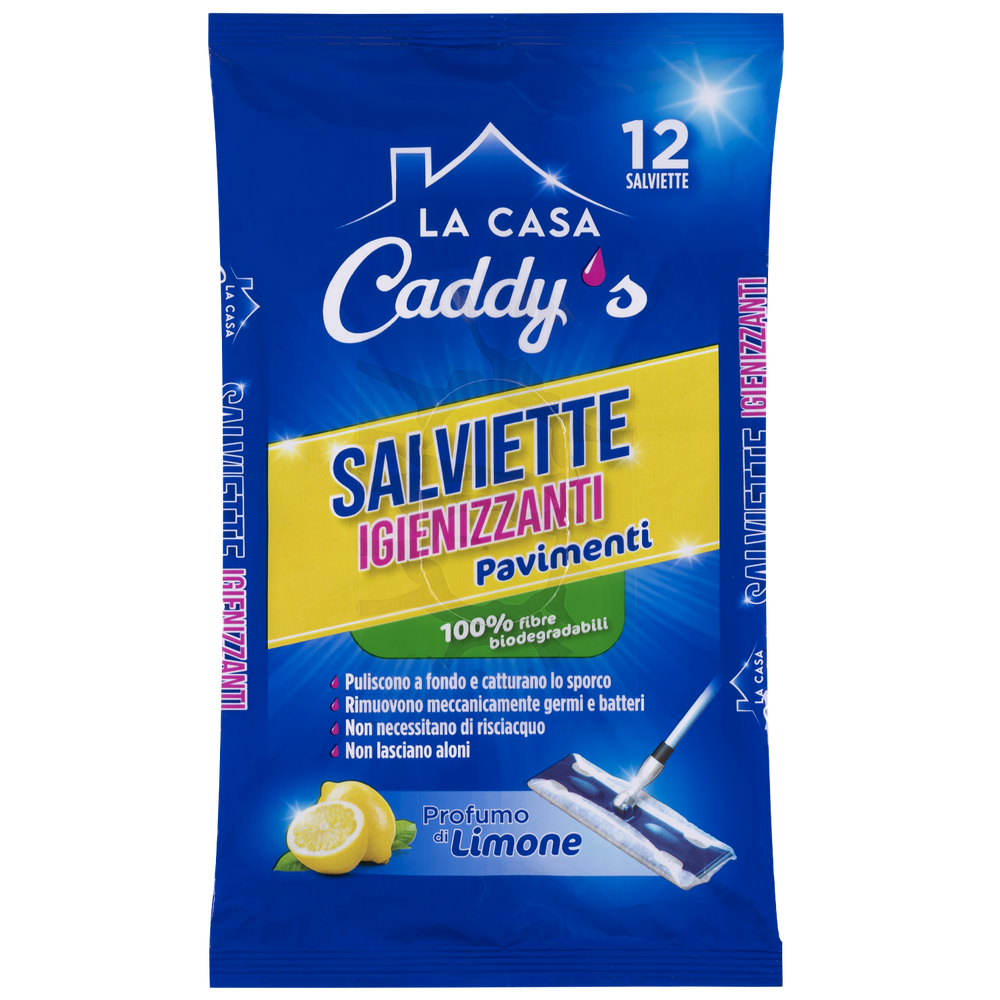 Caddy's Salviette Igienizzanti Pavimenti Limone 12 Pezzi, , large