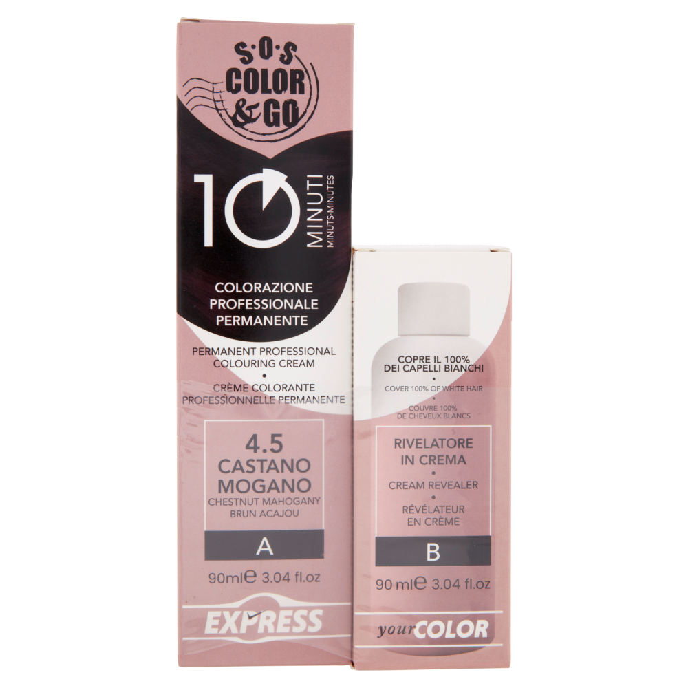 Alama Sos Colorazione Permanente E Rivelatore In Crema 4.5 Mogano 90Ml - -
