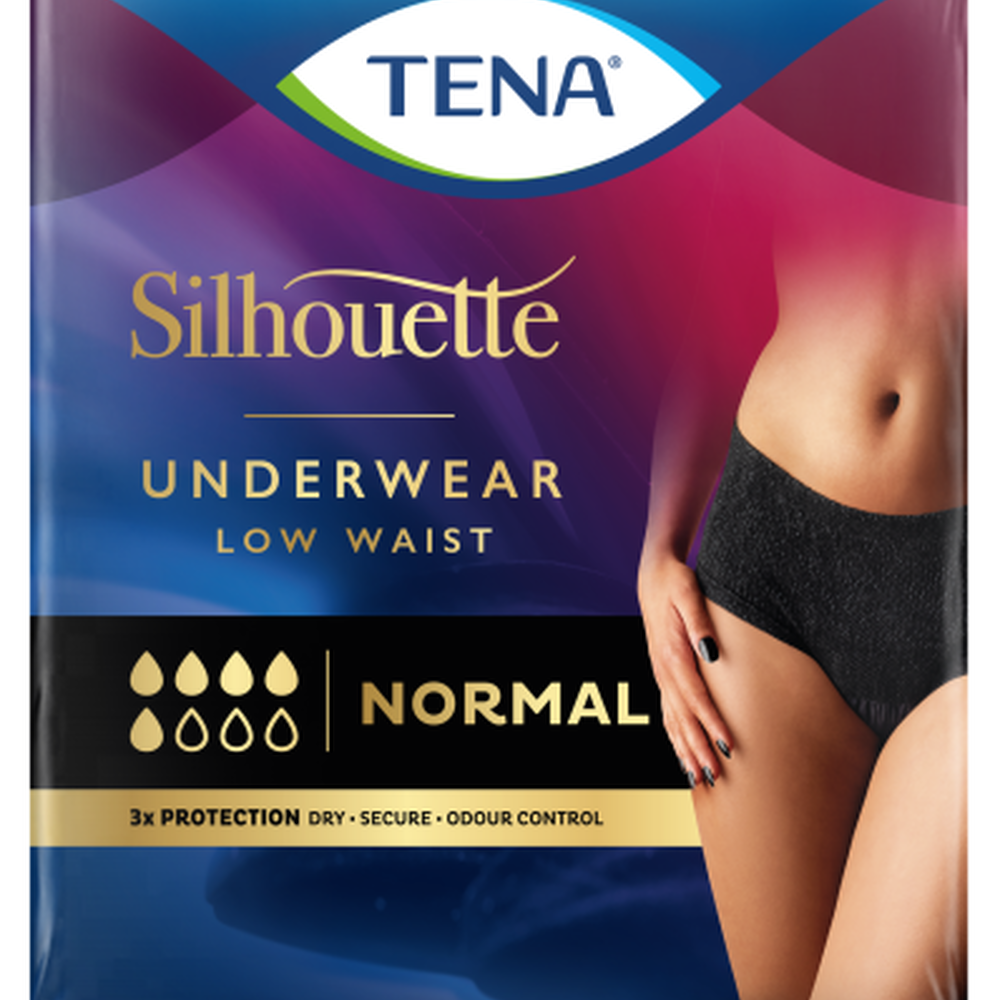 Tena Silhouette Normal Noir Vita Bassa M 10 - mutandine assorbenti femminili, , large