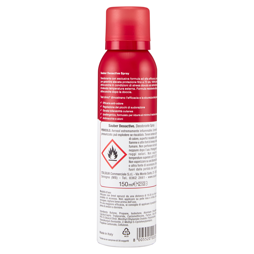 Sauber Deoactive Deodorante Spray 150 ml, , large
