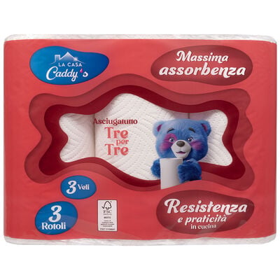 Caddy's Carta Cucina 3 Rotoli 3 Veli