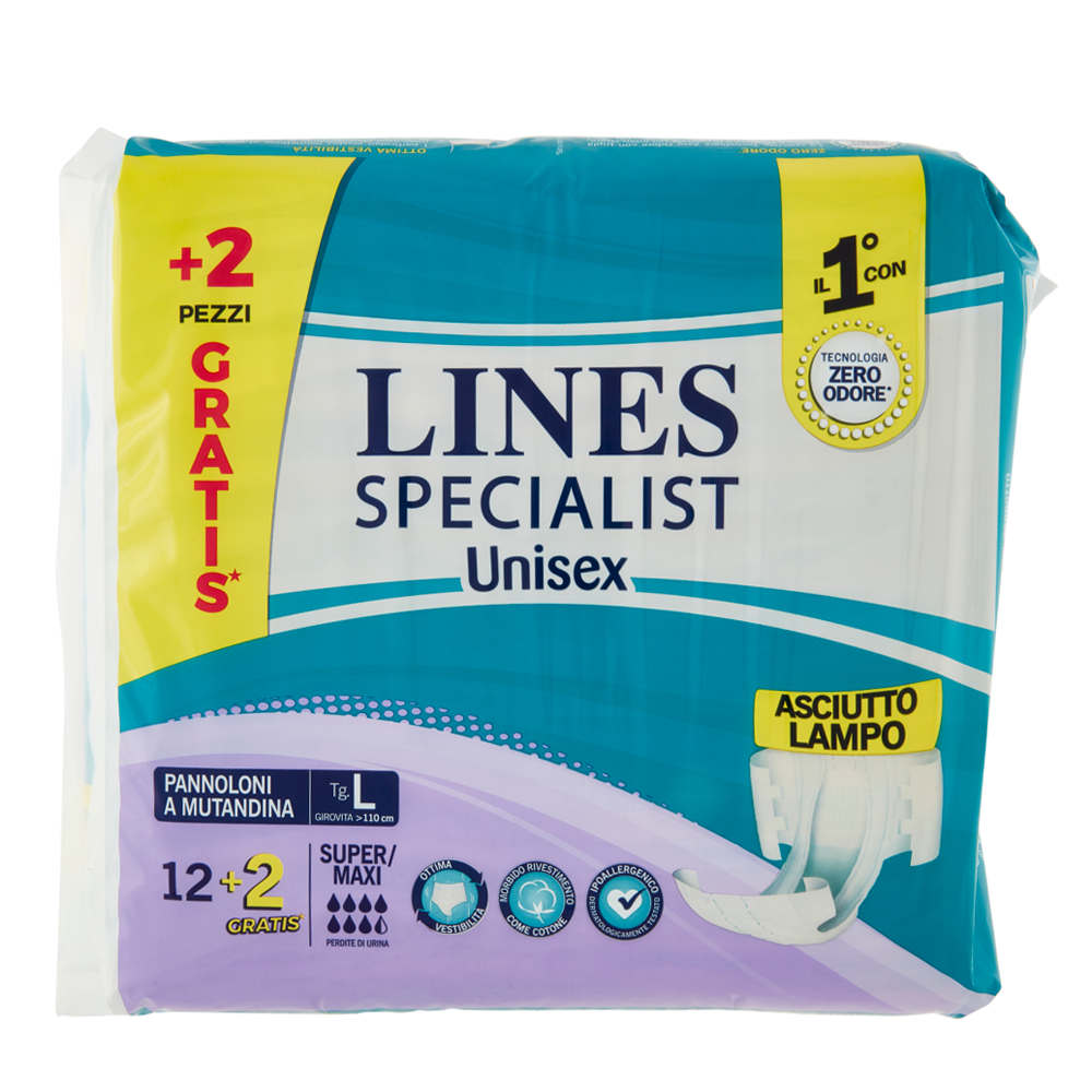 Lines Specialist Pannoloni a Mutandina Tg.L 12 Pezzi, , large