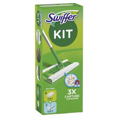 Swiffer Starter Kit Scopa Lavapavimenti + 11 Panni