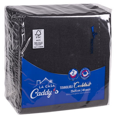 Caddy's Tovaglioli 24x25 Nero 40 Pezzi