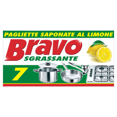 Bravo Sgrassante 7 Pagliette Saponate al Limone per Stoviglie