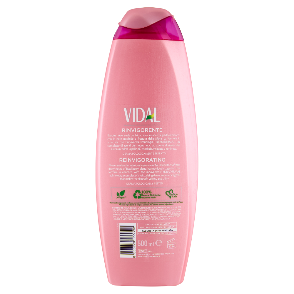 Vidal Berries & Musk Bagnodoccia Rinvigorente Mora e Muschio 500 ml, , large