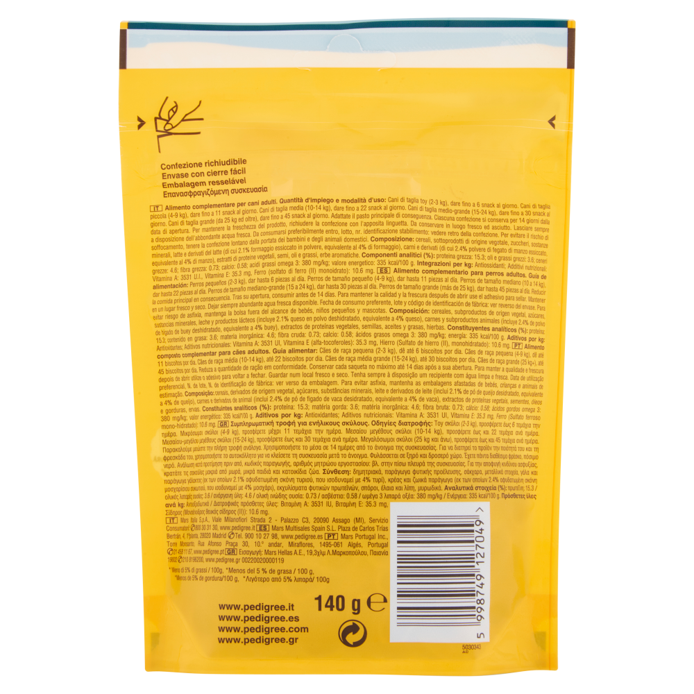 Pedigree Tasty Minis Premietti Gusto Formaggio & Manzo 140 g, , large